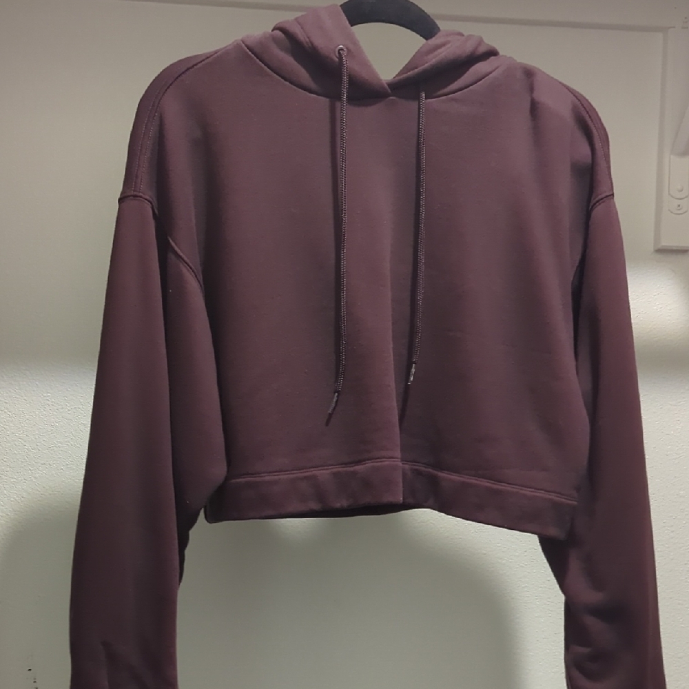 Women's Burgundy Hoodie Crop Top
